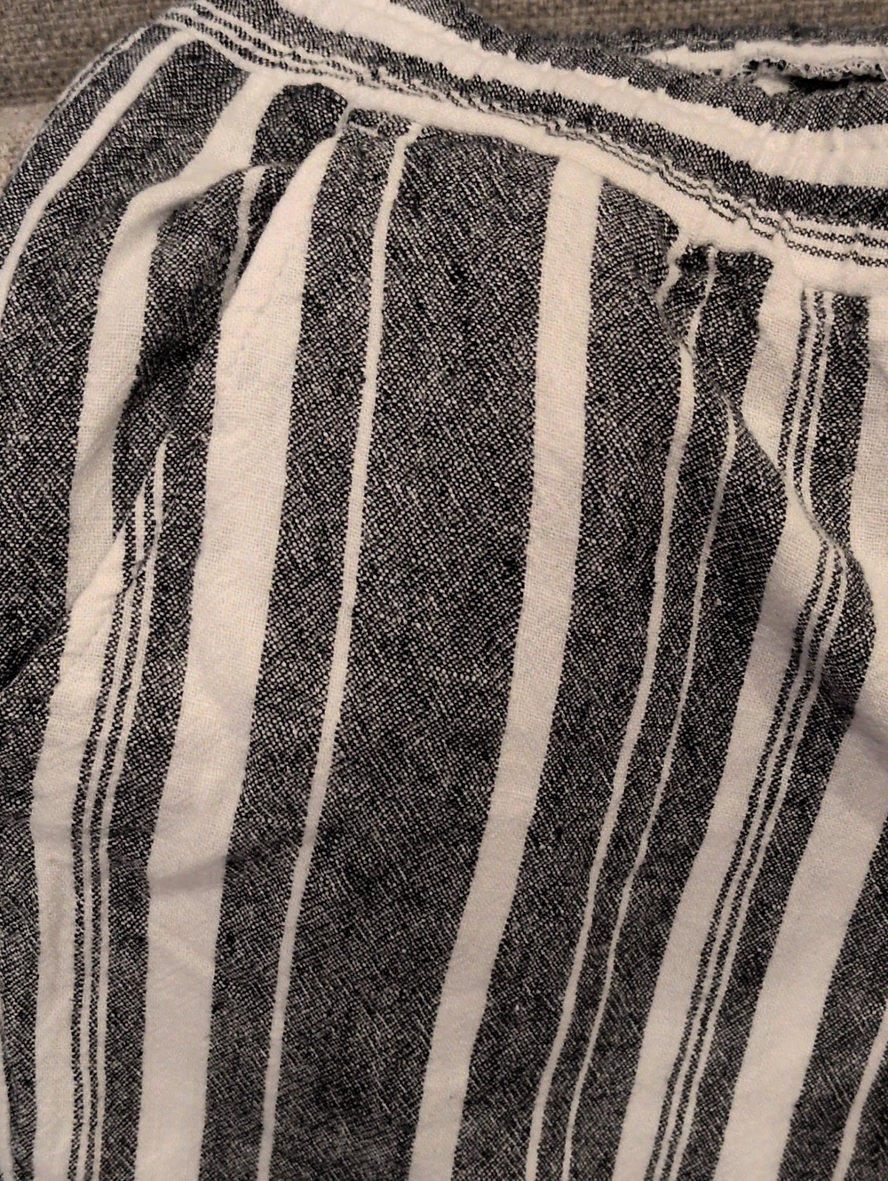 Ellen Tracy Charcy Gray & White Vertical Stripe Linen Blend Pant Large - Picture 3 of 11